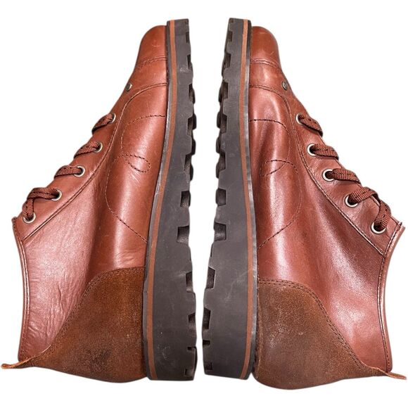 LONDON UNDERGROUND Punk Ankle Boots Lace Up Oil Rubbed Brown Leather Chunky Sole - Picture 8 of 11